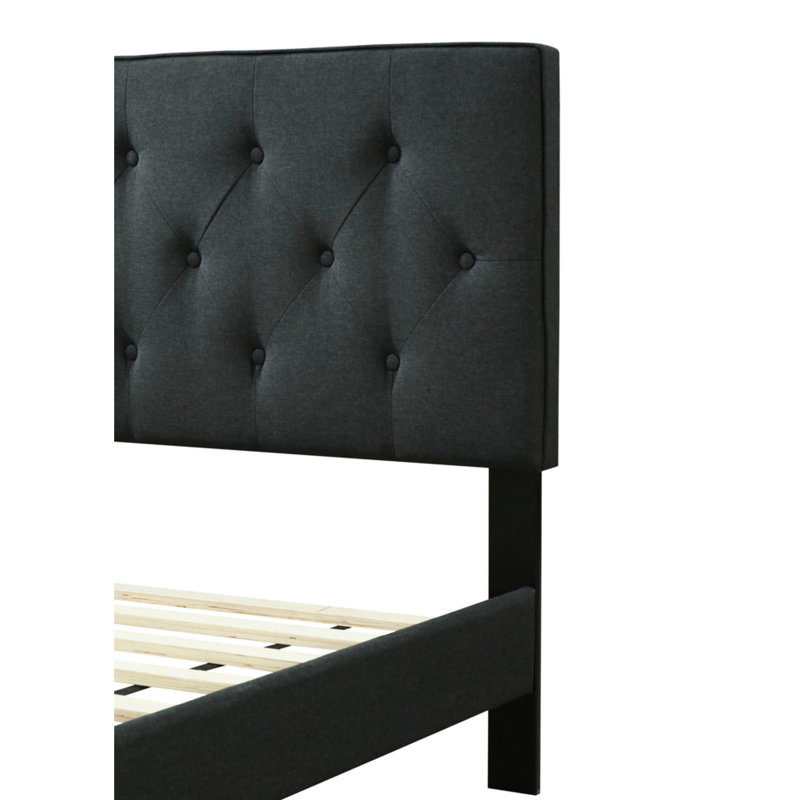 Très grand lit dans une boîte avec option de chargement - tête de lit, fonction de taille de tissu noir