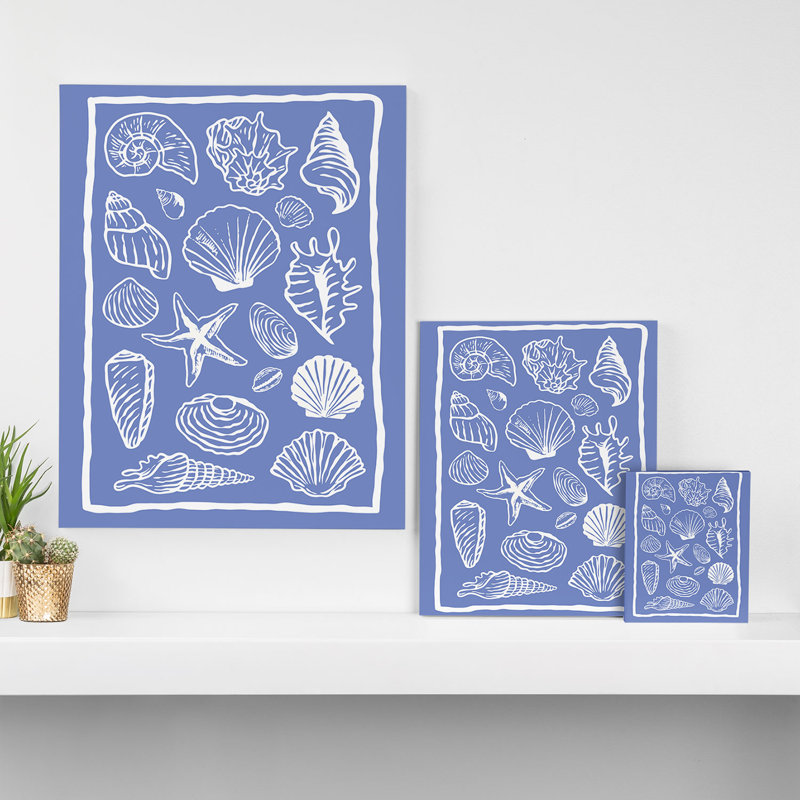«April Lane Art», impression de coquillage bleu encadrée, H 10 po x l 8 po x P 1 po, Wrapped Canvas, Ne s’applique pas