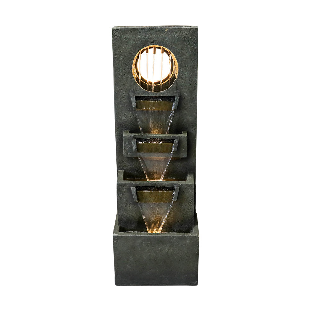 Mujdat Weather Resistant Floor Fountain with Light Millwood Pines