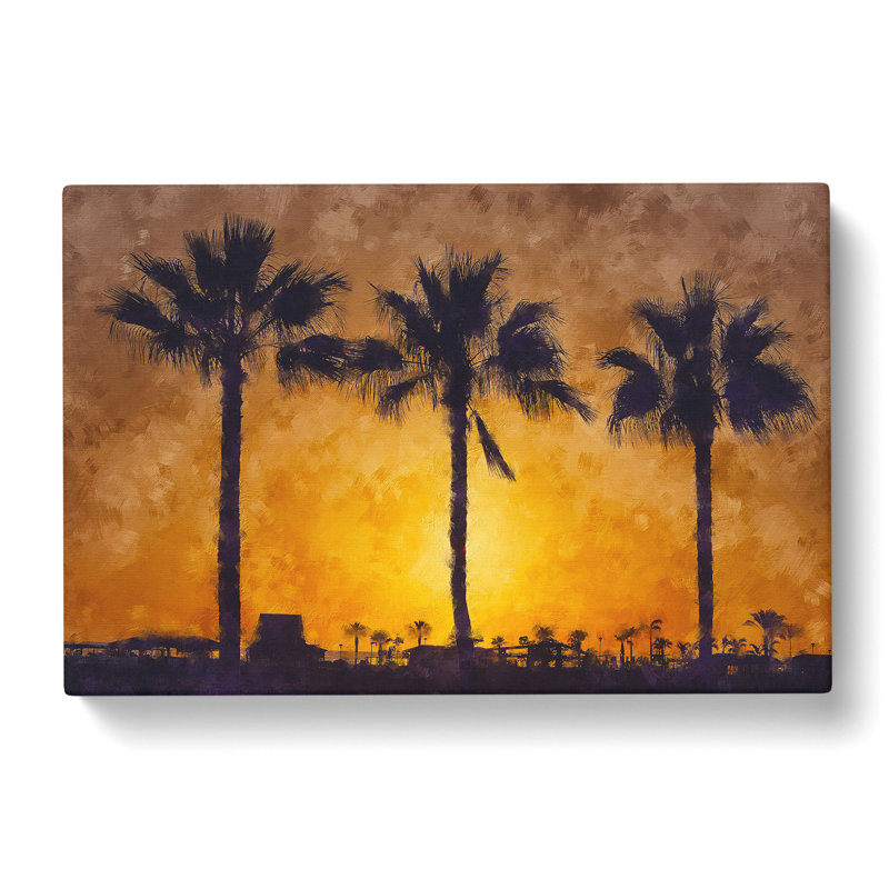 Palm Trees At Sunset Vol.1 - Wrapped Canvas Painting, 35cm H x 50cm W x 3cm D