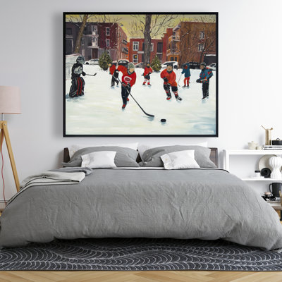 Young hockey players - Office Scenic Framed Canvas Decor