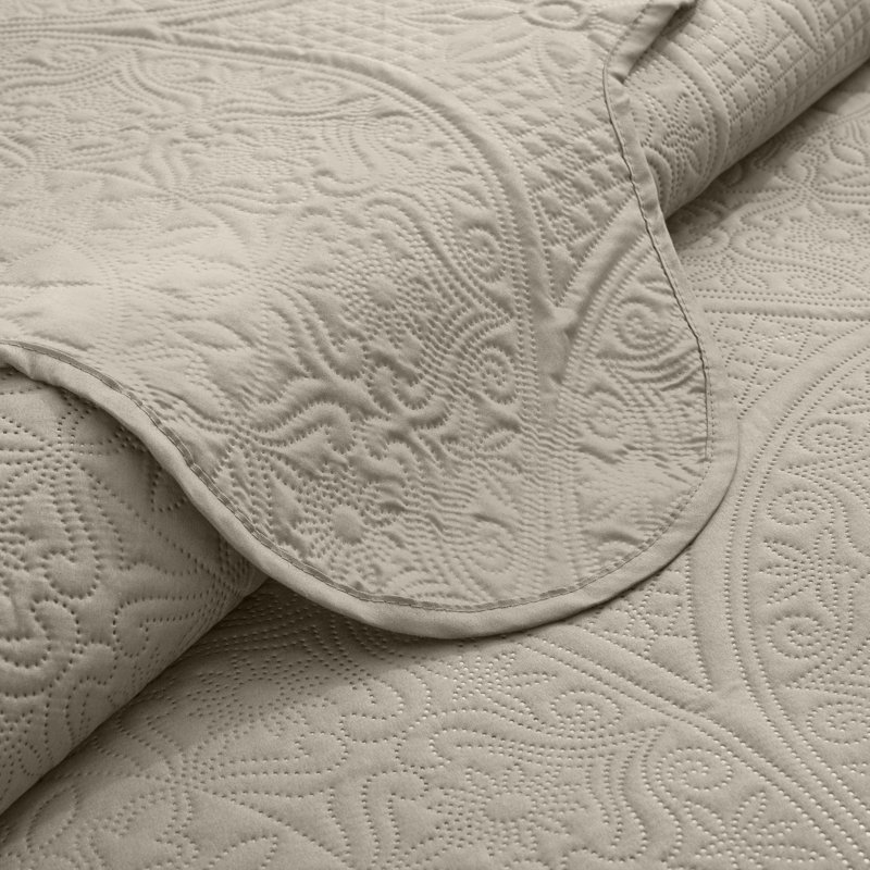 Ensemble de couvre-lit matelassé réversible léger toutes saisons avec taies décoratives, Beige