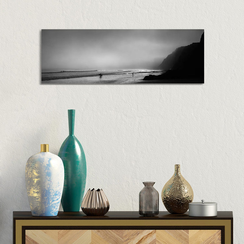 Surfers On The Beach, Point Reyes National Seashore, Marin County, California, USA - Wrapped Canvas Panoramic Print
