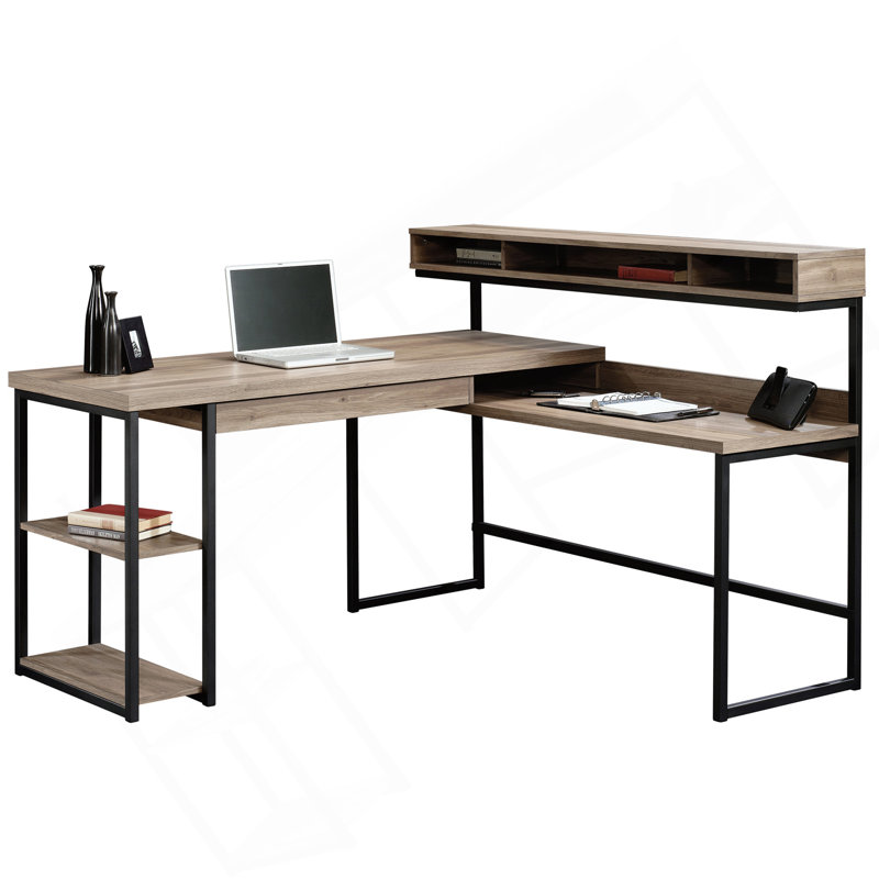 L-Shaped Desk, Brown Finish