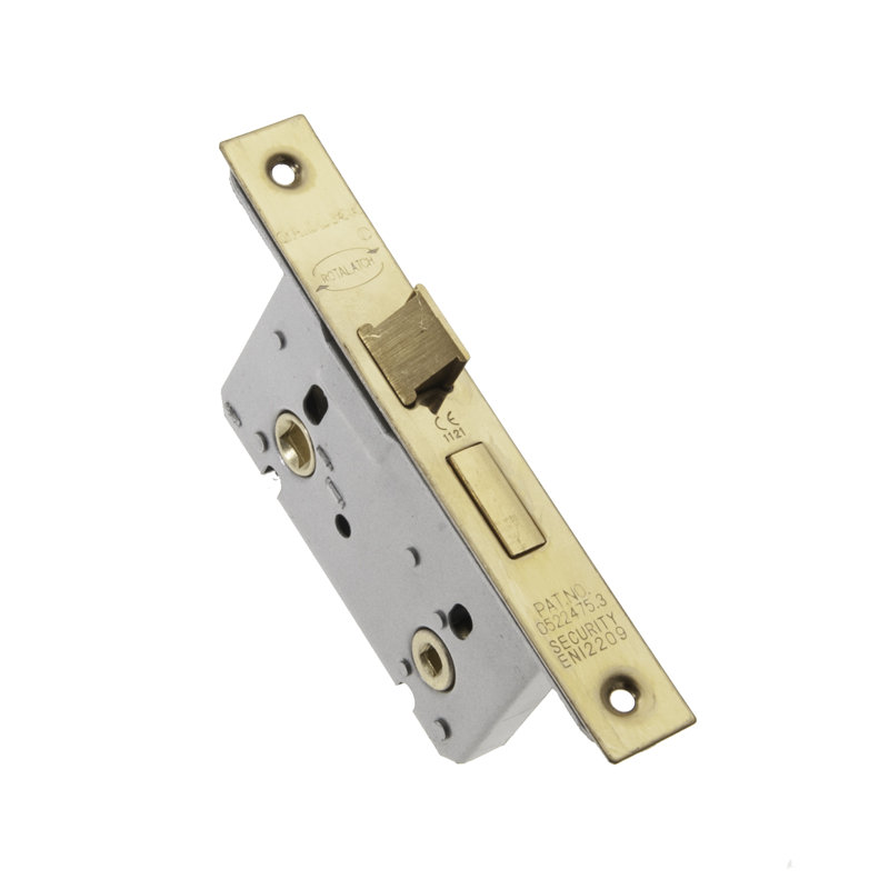 Hulme Bathroom Ce Tested Polished Stainless Steel Lock, 15cm H x 2.3cm W x 6.5cm D, Polished Brass
