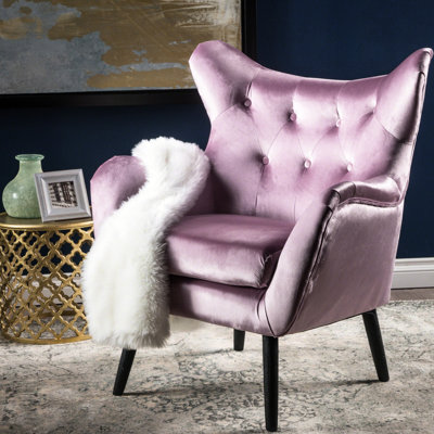 Fauteuil confortable en velours lavande, style moderne Mid-Century