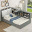 Lit plateforme en bois avec tête de lit, tablettes et 2 tiroirs-860416084