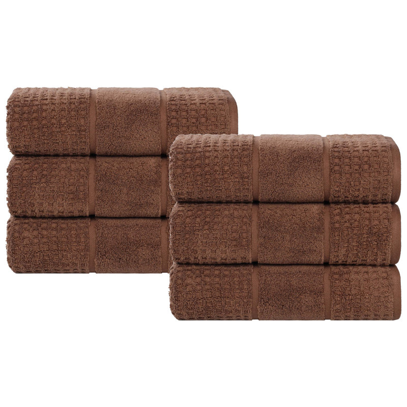  Zero-Twist Cotton Hand Towel Set - Honeycomb Waffle Texture - Quick-Dry, Chocolate