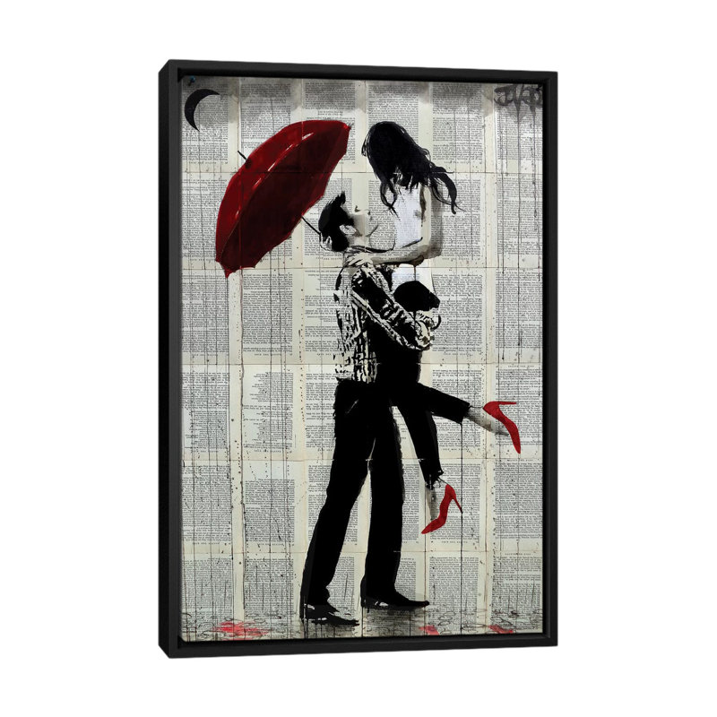 « love rain », reproduction sur toile, H 26 po x l 18 po x P 1,5 po, Toile encadrée noire, Pas de tapis
