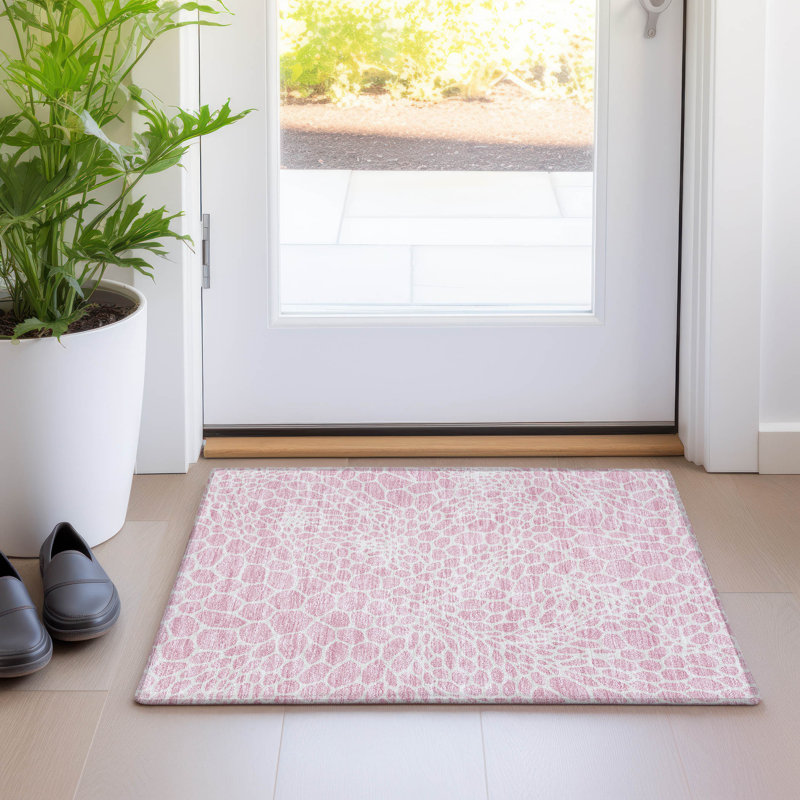 Premium Machine Washable Prisco Pink Rug, Rectangle 1'8" x 2'6"