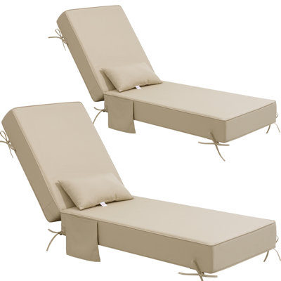 26.5'' W x 80'' D x 6'' H Sunbrella Outdoor Chaise Lounge Seat / Back Cushion with Pillow and Pocket