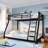 Metal Twin Over Full Size Bunk Bed,, Low Profile Bunkbeds with Length Guardrail and Ladder-725769958