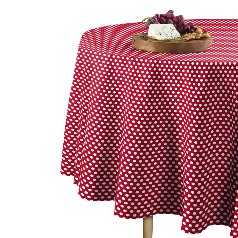 Aledo Dot Round Tablecloth, 90" x 90", Red