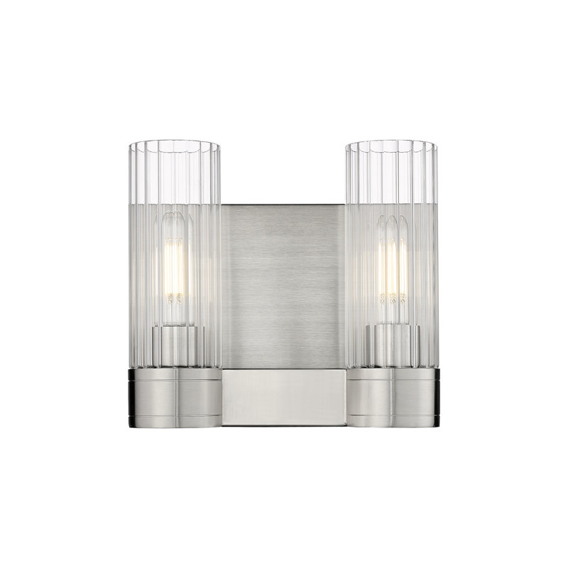 Applique murale 11 po 2 lumières Empire, Transparent, H 9,5 po x l 10,5 po x P 5,5 po, Nickel satiné