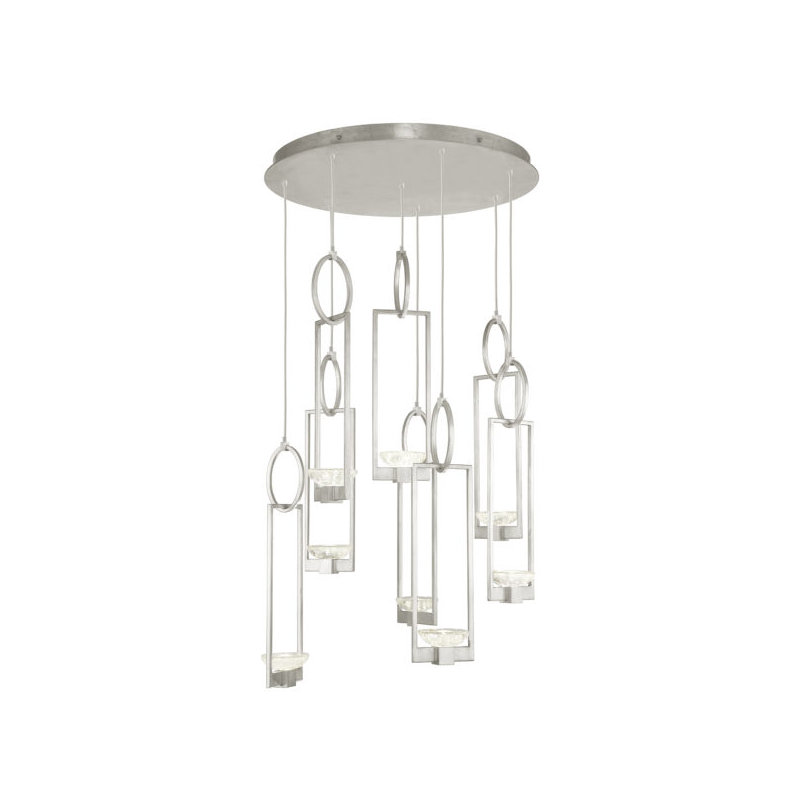 Luminaire suspendu géométrique à DEL 8 lumières Delphi, Argent