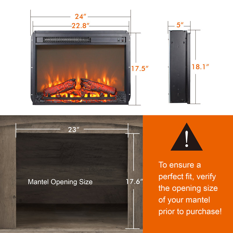 Innoflame 23" Electric Fireplace Insert, Fireplace Heater with Log Set & Realistic Flame, Recessed Fireplace with Over Heating Protection, Low Noise, 1400W, Black(23" X 17.6")
