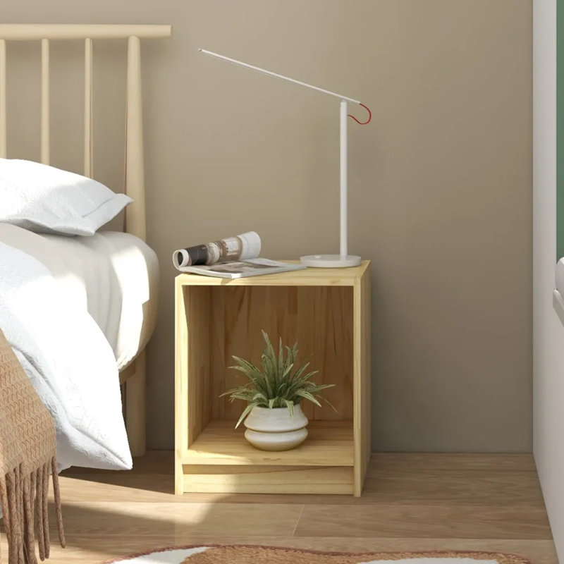 Linas 35.5cm W Solid Wood Bedside Table, Natural