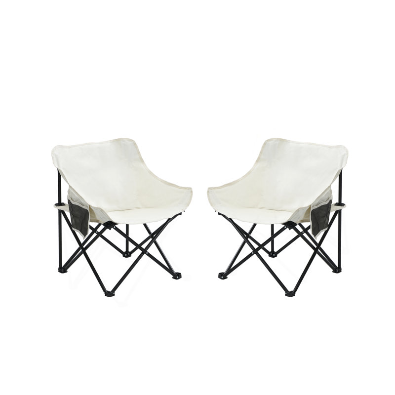 2 chaises de camping d'extérieur pliables / portatives, sac de transport, beige