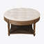 Grande table basse ronde à 2 niveaux avec repose-pieds capitonné-578341339