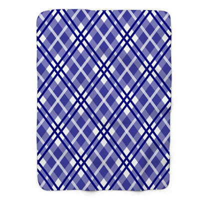 Navy White Stripes - 1 Piece Premium Sherpa Blanket