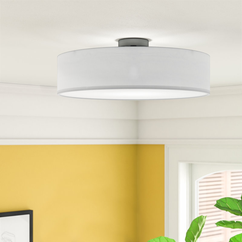 Valarie Fabric Semi Flush Mount, White