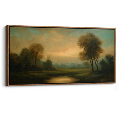 Extra Large Warm Sunset Meadow Landscape Nature Scene Framed Canvas Print Wall Art
