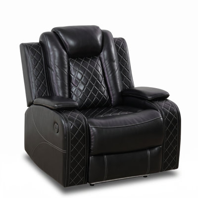 Fauteuil inclinable électrique en similicuir noir avec port USB et lumières DEL