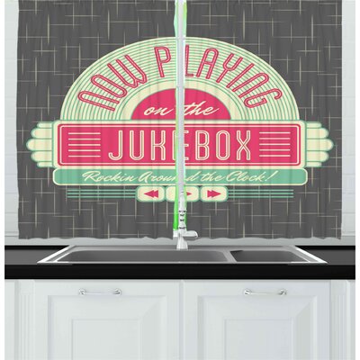 2 Piece Jukebox Charcoal Grey Backdrop With 50S Inspired Radio Music Box Image Kitchen Curtain -  East Urban Home, D4DBE4DE0E64421D880CEBB117F2D507