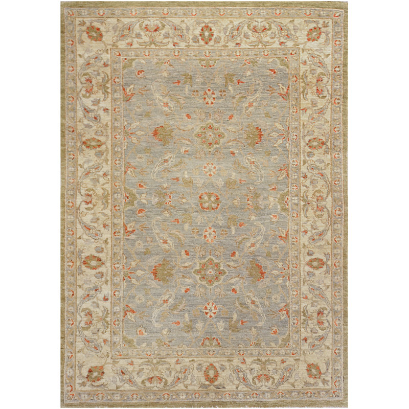 Agra Wool Oriental Area Rug in Beige