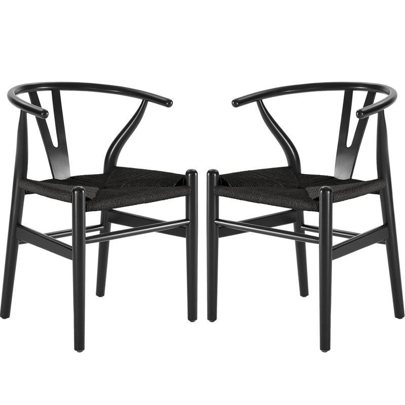 Soliel Solid Weave Wood Dining Chair, Black