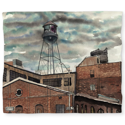 Water Tower in Williamsburg - Blue King Duvet Cover for Home