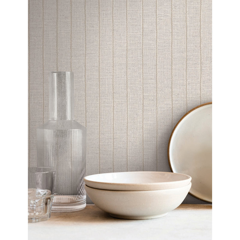 Papier peint à rayures Cording, Blanc