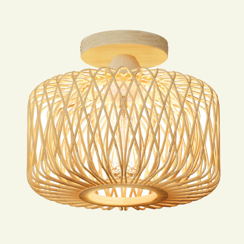 1-Light Flush Mount Ceiling Light，Semi Flush Mount Ceiling Light, Yellow