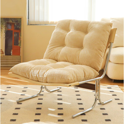 Chaise d'appoint moderne, chaise de salon confortable avec structure en métal chromé, chaises de canapé rembourrées à coussin souple pour le bureau à domicile, la chambre à coucher, la salle à manger (crème - 1 pièce)