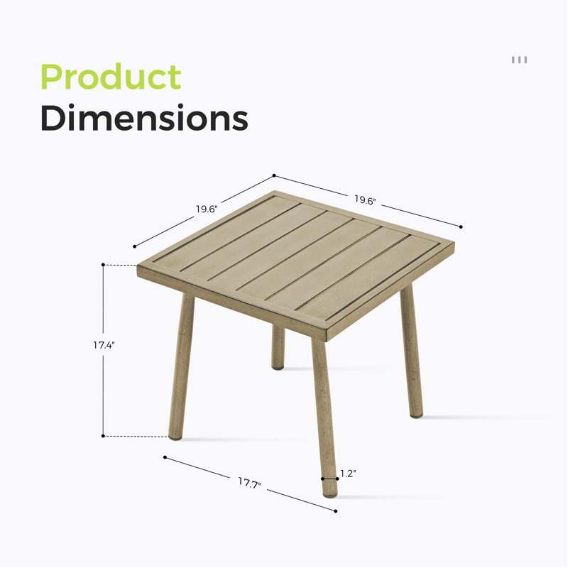 Mariene Rectangular Metal Outdoor Side Table , 18'' in. W 20'' in. D, Beige