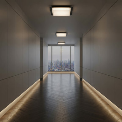14 Inch Square Black Integrated LED Flush Mount Ceiling Light