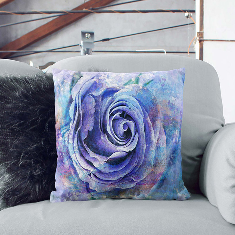Floral Square Throw Cushion, White, 40cm H x 40cm W x 15cm D