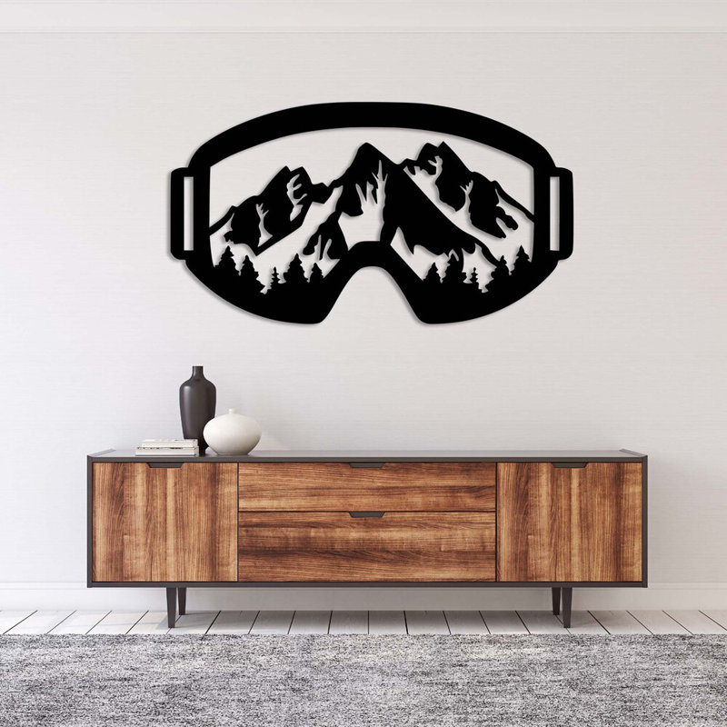 Snow Mountain Goggles Metal Wall Art - Ski Snowboard Theme Decor - Winter Sports Mountain Design - Rustic Outdoor Adventure Wall Hanging - Modern Industrial Metal Sculpture - Ski Lover Home Decor - Statement Art Piece