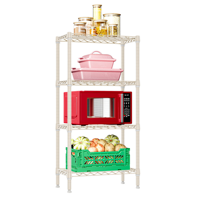 Étagère en fil métallique 24 po, support de rangement réglable à 4 niveaux pour garde-manger, salle de lavage et rangement