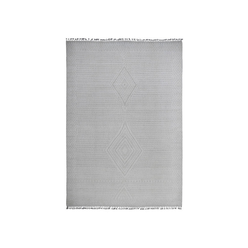 Tapis en laine noué à la main à motif géométrique blanc 8 pi 10 po x 12 pi 8 po 7B9A00A670D0421C936D04432E205B75