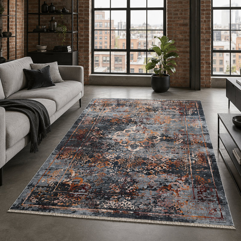 Floral Cotton and Chenille Flatweave Area Rug, 200 cm round