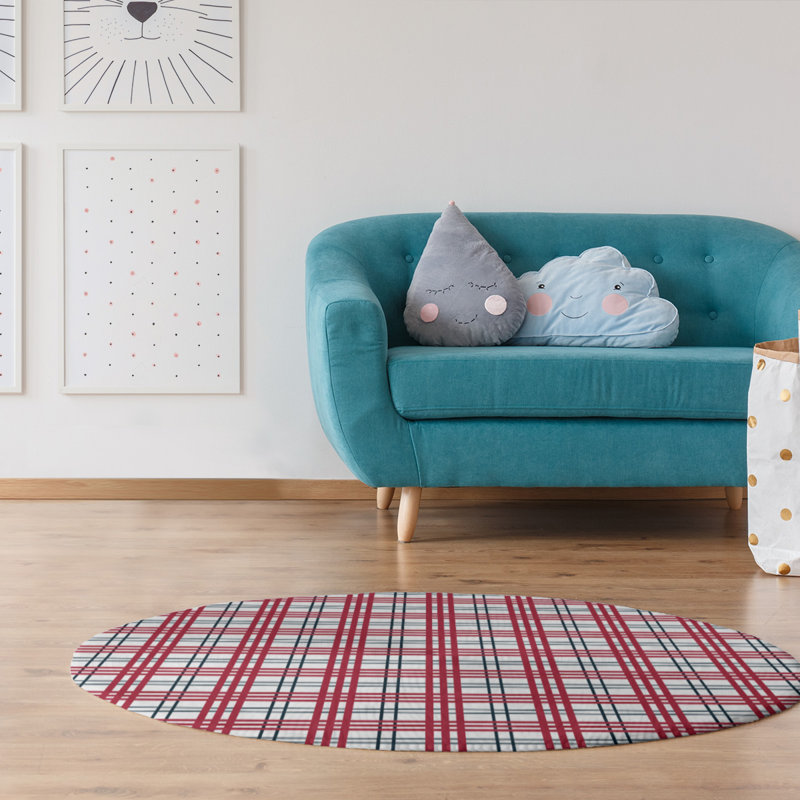 Plaid Indoor Rug, Round 5'