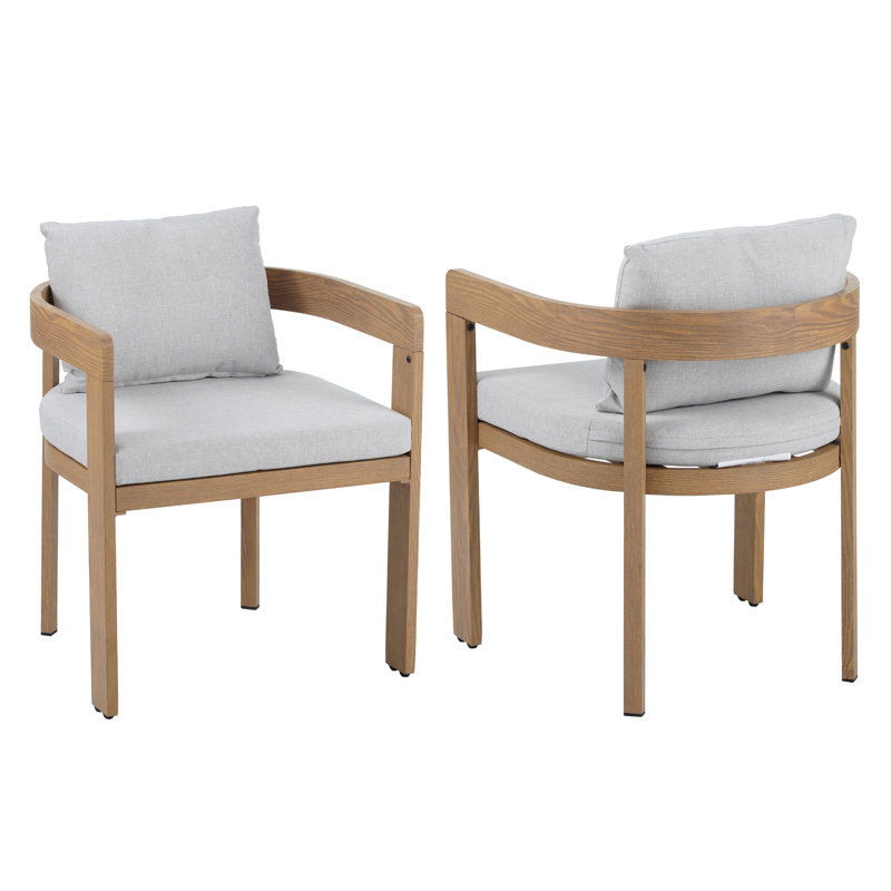 Chaises de salle à manger Jerry, Structure en teck / coussin gris clair