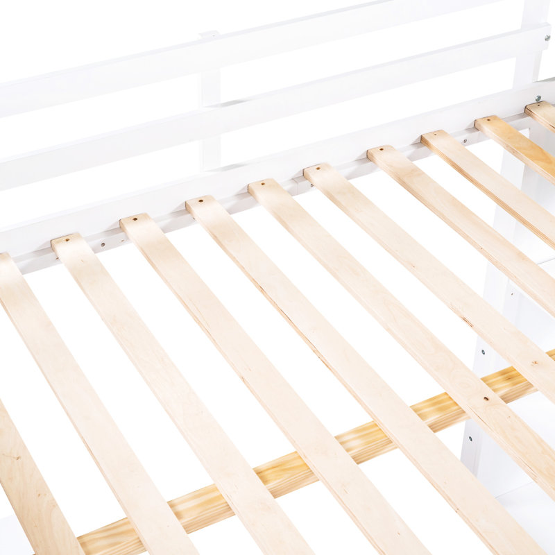 Lit mezzanine blanc avec rangement - Créez une chambre à coucher spacieuse et fonctionnelle, un bureau et des tablettes de couleur maximisant la surface en bois de pin sans fondation requise