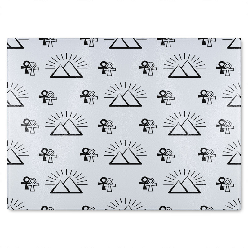 Egyptian Pyramid And Ankh Glass Chopping Board, 40cm L x 28cm W