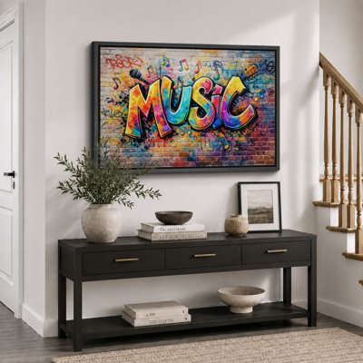 Illustration colorée de graffiti de musique colorée, photos de chambre d'adolescent, impression sur toile giclée sur toile encadrée