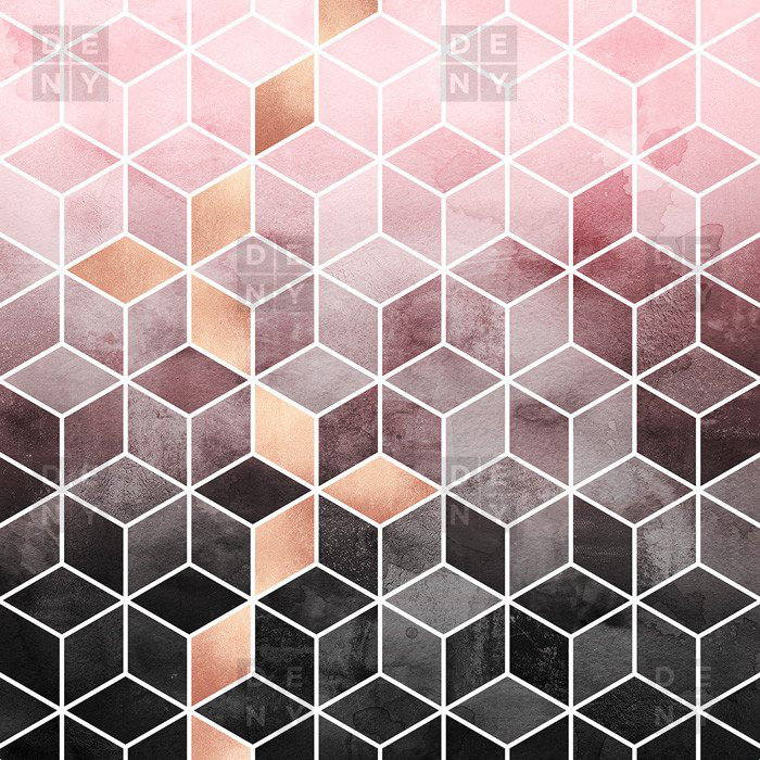 Couverture à cubes Elisabeth Fredriksson, L 80 po x l 60 po, Rose / Gris