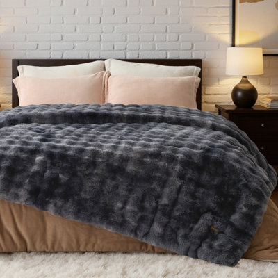 Couverture en fausse fourrure à bulles Bedsure 480 g/m², moelleuse et douce, idéale pour le lit et le canapé. Motif noctambule.