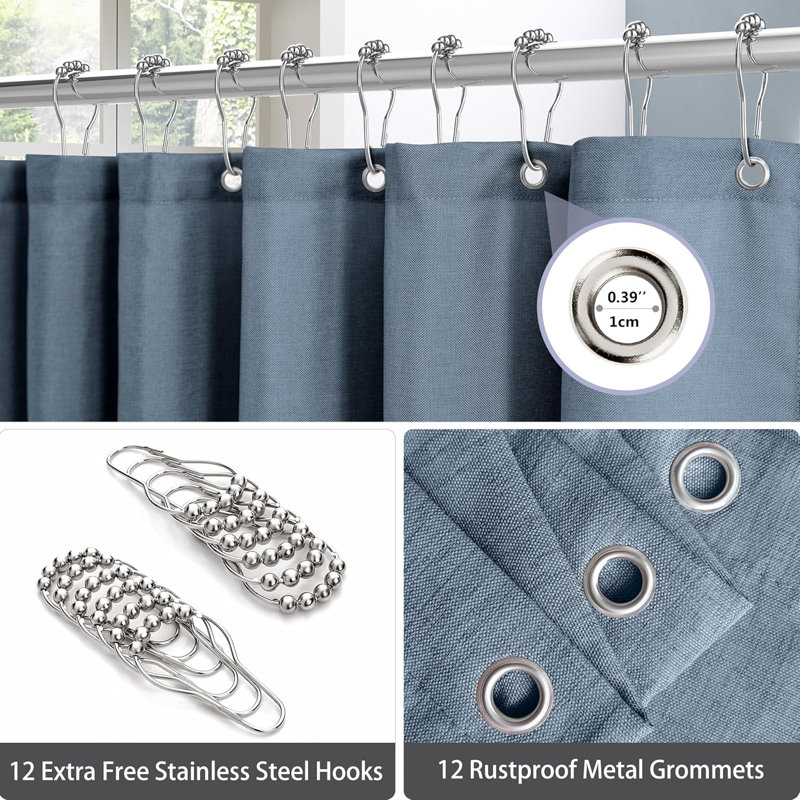 Polyester Shower Curtain, Navy Blue