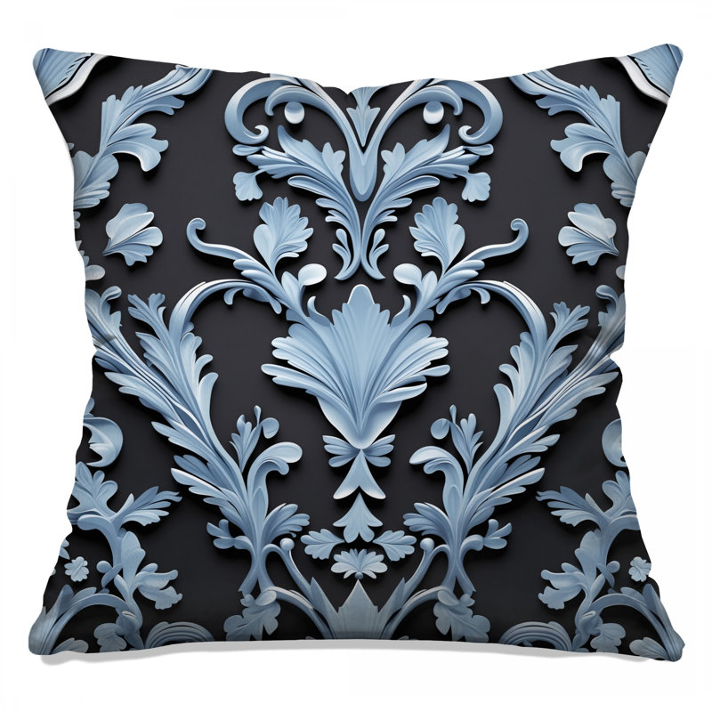 Coussins décoratifs bleus à motif damas, 18 x 18 inches